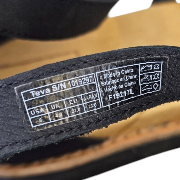Teva Womens Encanta Sandals Black Leather Size 6 Ankle Strap Outdoor Summer - Picture 8 of 11